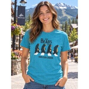 The Bears Whistler Canada Turquoise T-Shirt Abbey Road Parody Unisex Fits Small
